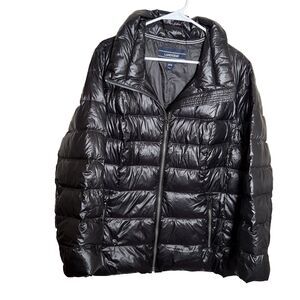 Lands' End Puffer Jacket Women's 20W Black Full Zip Lightweight Down Coat